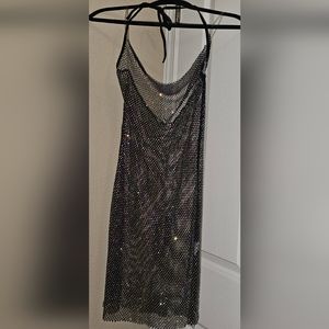 Steve Madden Black Mesh Rhinestone Dress